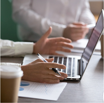 Person working at laptop
